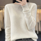 Crew Neck Knit Sweater with Ribbed Trim