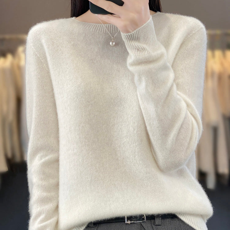 Crew Neck Knit Sweater with Ribbed Trim