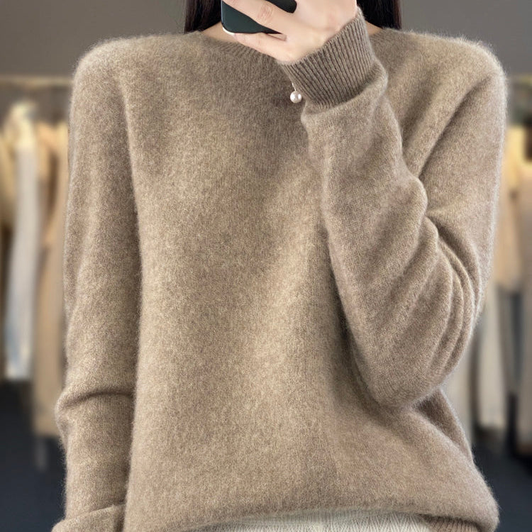 Crew Neck Knit Sweater with Ribbed Trim