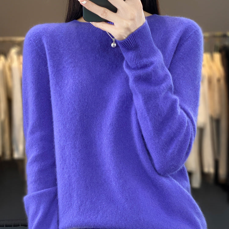 Crew Neck Knit Sweater with Ribbed Trim