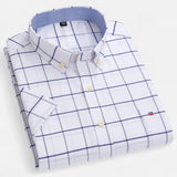 Checkered Short Sleeve Button-Down Shirt with Chest Pocket