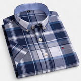 Checkered Short Sleeve Button-Down Shirt with Chest Pocket