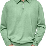 Fine Knit Polo Shirt with Long Sleeves and Point Collar