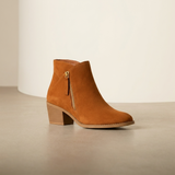 Ankle Boots with Side Zipper and Low Block Heel