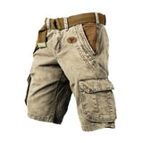 Men's Multi-Pocket Washed Cargo Shorts