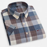 Checkered Short Sleeve Button-Down Shirt with Chest Pocket