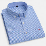Checkered Short Sleeve Button-Down Shirt with Chest Pocket
