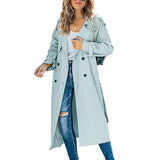 Longline Trench Coat with Double-Breasted Button Front