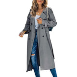 Longline Trench Coat with Double-Breasted Button Front