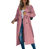 Longline Trench Coat with Double-Breasted Button Front