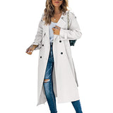 Longline Trench Coat with Double-Breasted Button Front
