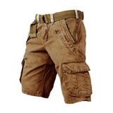 Men's Multi-Pocket Washed Cargo Shorts