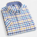 Checkered Short Sleeve Button-Down Shirt with Chest Pocket