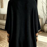 Oversized Knit Sweater with Batwing Sleeves and Ribbed Trim