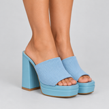 Women's High Heels with Platform Sole and Chunky Block Heel for Party Wear