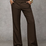 Wide-Leg Trousers with Button Waist