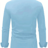 Slim Fit Button Up Shirt with Spread Collar and Long Sleeves