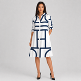 Collared Button-Front Midi Shirt Dress with Side Pockets
