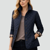 Quilted Jacket with Button Front and Point Collar
