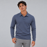 Long Sleeve Polo Shirt with Button Placket and Classic Collar