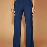 Fitted Flare Pants with High Waist and Front Seam