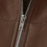 Faux Fur Lined Hooded Jacket with Zip Front and Patch Pockets