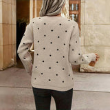 Polka Dot Knit Sweater with Crew Neck