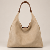Women's Shoulder Bag with Slouchy Hobo Shape and Suede-Look Finish