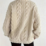 Quarter-Zip Fleece Pullover with Stand Collar and Long Sleeves
