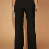 Fitted Flare Pants with High Waist and Front Seam
