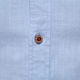 Long Sleeve Button-Front Shirt with Mandarin Collar