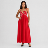 Sweetheart Neck Maxi Dress with Fish Print and Spaghetti Strap
