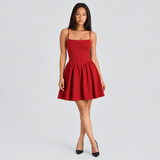 Corset Mini Dress with Square Neck and Spaghetti Straps