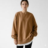 Oversized Crew Neck Sweatshirt with Curved Hem