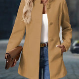 Tailored Button-Front Coat with Stand Collar