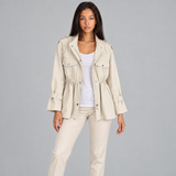 Drawstring Waist Field Jacket with Flap Pockets
