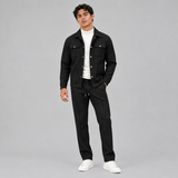 Snap Button Jacket and Drawstring Pants Set with Flap Pockets