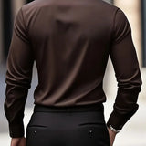 Slim Fit Button Up Shirt with Spread Collar and Long Sleeves