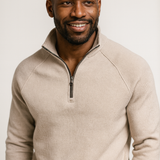 Quarter-Zip Ribbed Knit Sweater