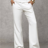 Wide-Leg Trousers with Button Waist