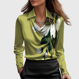 Seraphine | Elegant Satin Draped Blouse Women Long Sleeve Formal Top