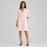 V-Neck Shift Dress with Ruffle Front