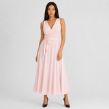 Wrap Maxi Dress with Flared Skirt and Tie Waist