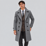 Tailored Double-Breasted Coat with Wide Lapel and Side Pockets