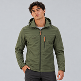 Men's Hooded Jacket – Full-Zip Outdoor Style with Stand Collar and Zippered Chest Pocket
