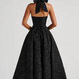 Halter Neck Midi Dress - Sweetheart A-Line Circle Skirt