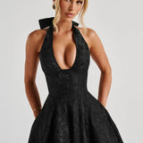Halter Neck Midi Dress - Sweetheart A-Line Circle Skirt