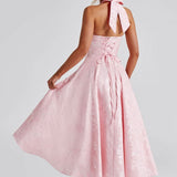 Halter Neck Midi Dress - Sweetheart A-Line Circle Skirt