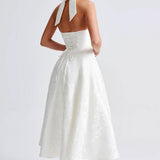 Halter Neck Midi Dress - Sweetheart A-Line Circle Skirt