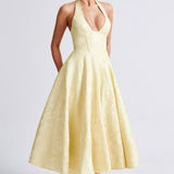 Halter Neck Midi Dress - Sweetheart A-Line Circle Skirt